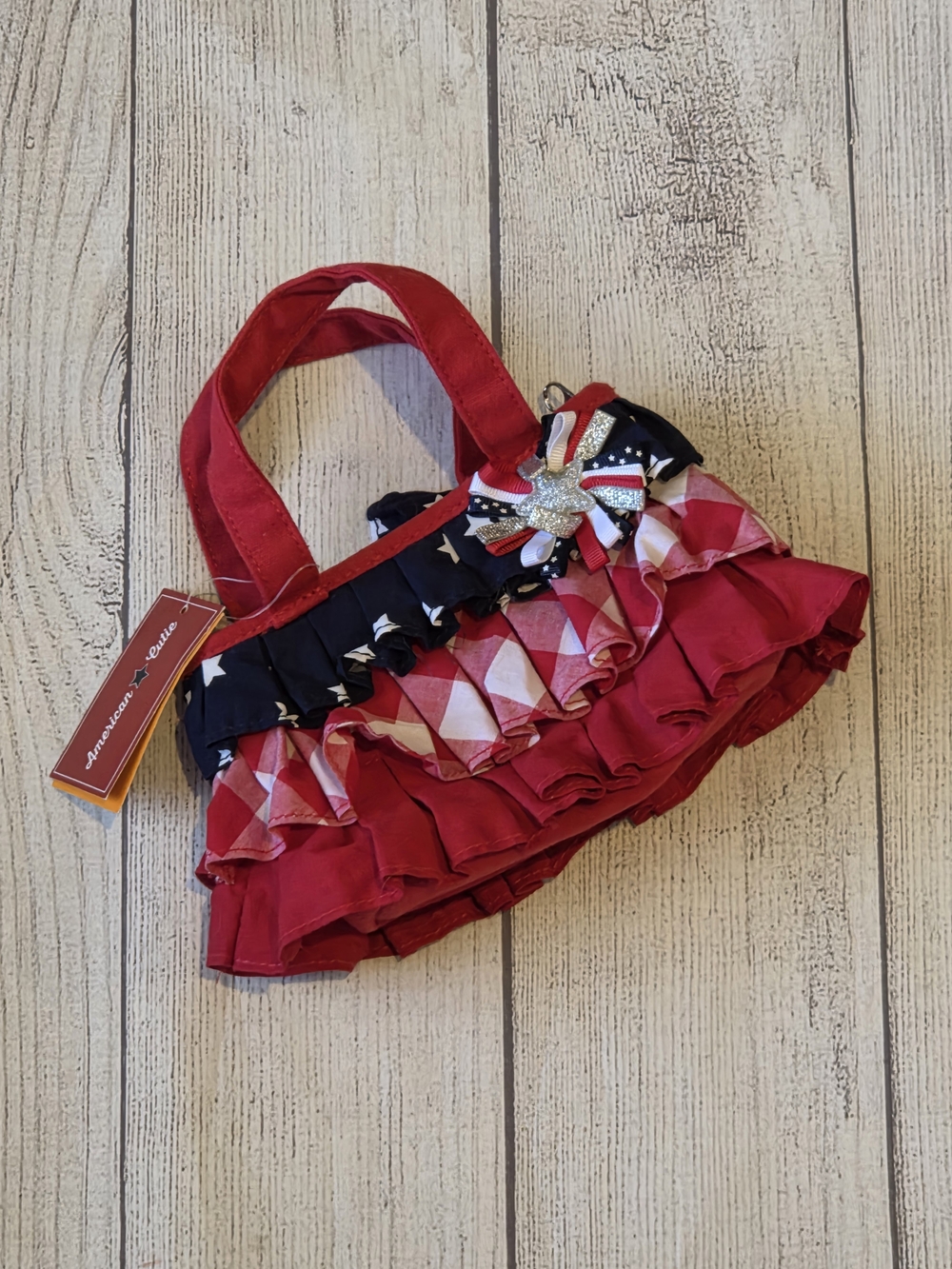 Gymboree Red, Black & White Ruffle Tote with Glitter Star